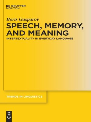 cover image of Speech, Memory, and Meaning